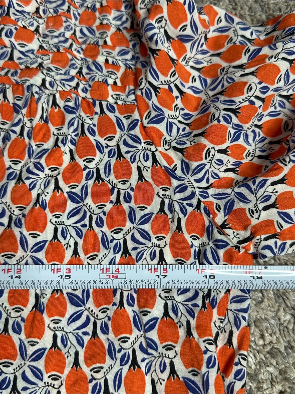 Anthropologie Maeve Berwick Bell Sleeve Maracas Print Blouse Medium Orange - Picture 10 of 14
